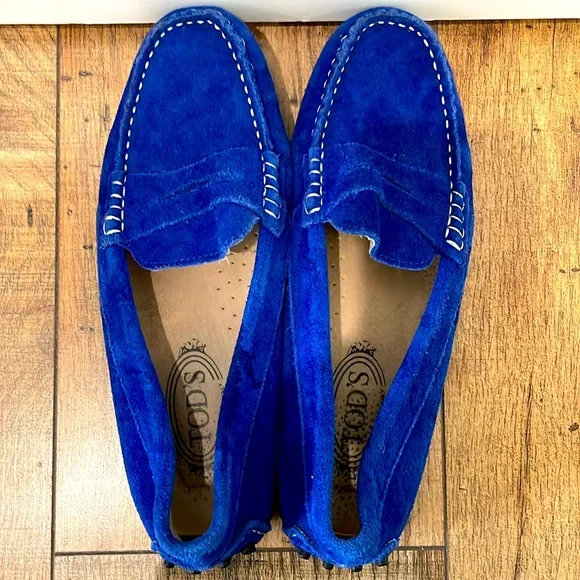 Tod's Gommino Blue Suede Loafers